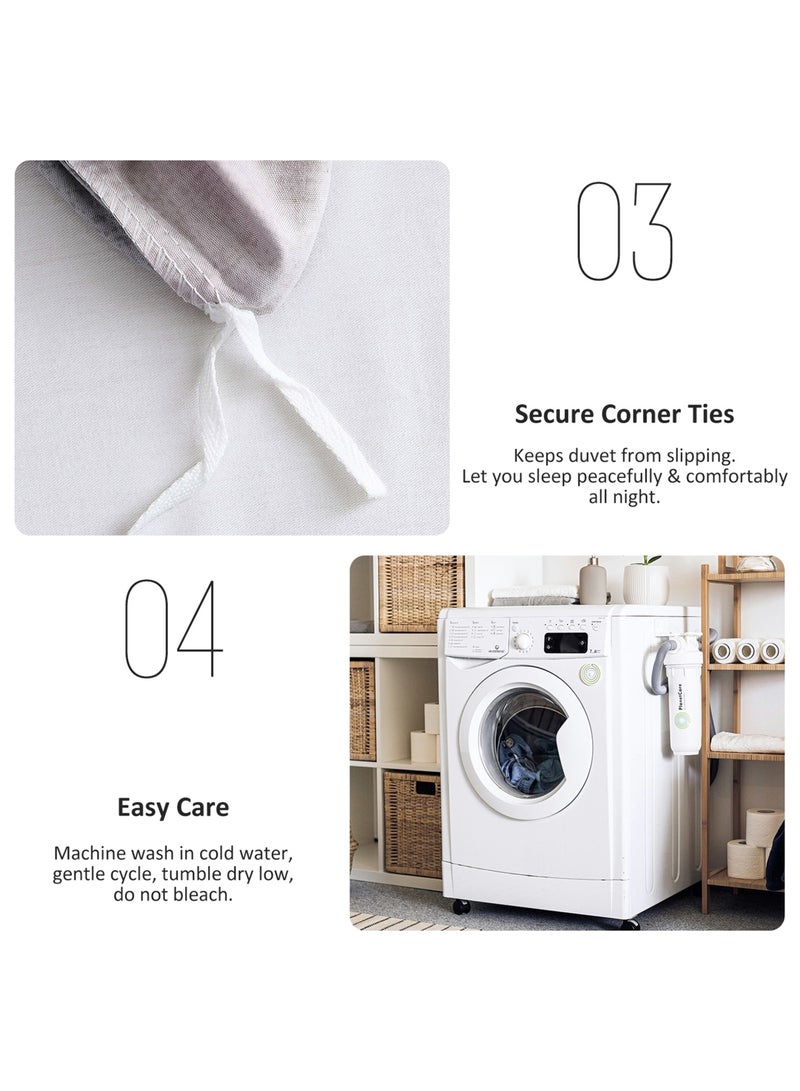 زيريفام طقم غطاء لحاف قطن، غطاء لحاف ناعم من الألياف الدقيقة مع سحاب إغلاق، 3 قطع تتضمن 1 غطاء لحاف مقاس 200 × 230 سم و2 غطاء وسادة، مقاس كامل - Image 3