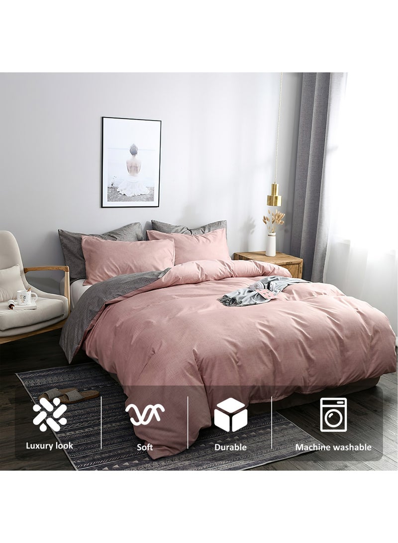 زيريفام طقم غطاء لحاف قطن، غطاء لحاف ناعم من الألياف الدقيقة مع سحاب إغلاق، 3 قطع تتضمن 1 غطاء لحاف مقاس 200 × 230 سم و2 غطاء وسادة، مقاس كامل - Image 4