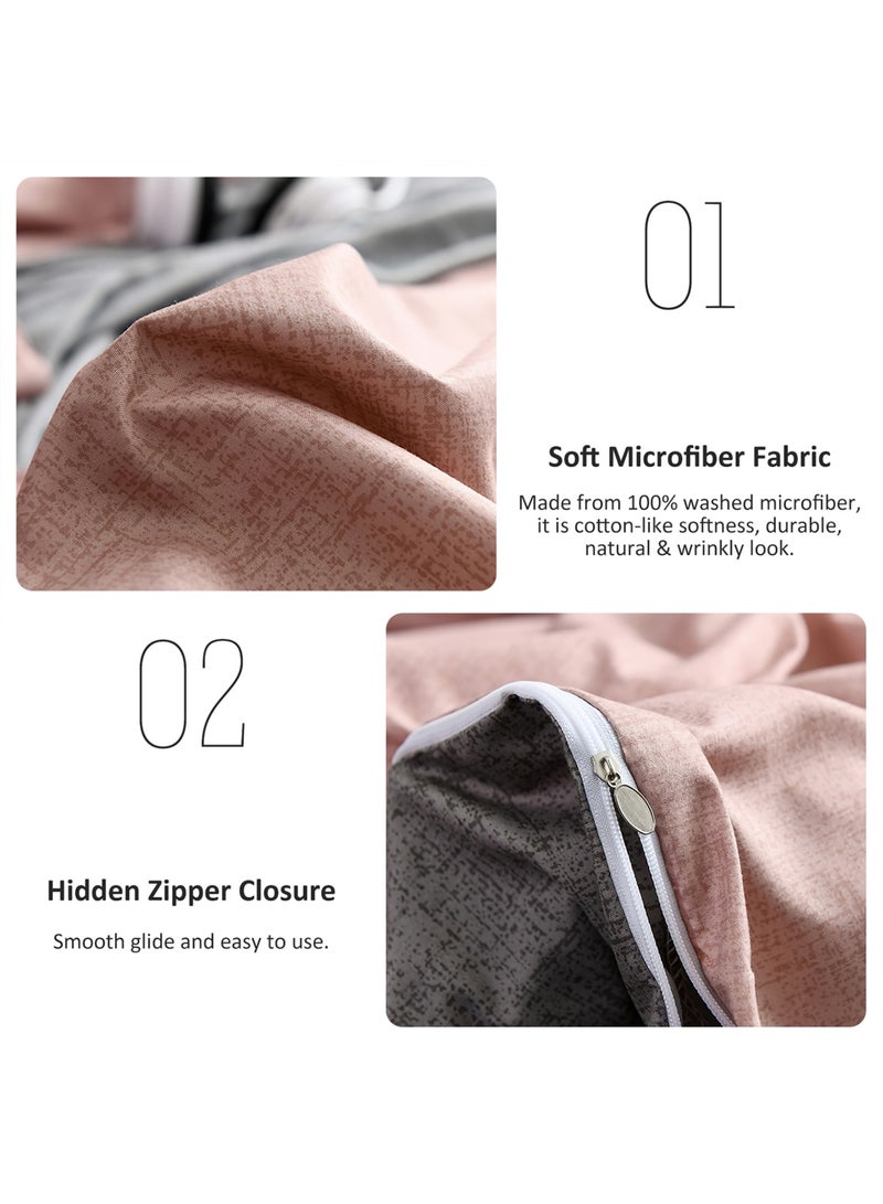 زيريفام طقم غطاء لحاف قطن، غطاء لحاف ناعم من الألياف الدقيقة مع سحاب إغلاق، 3 قطع تتضمن 1 غطاء لحاف مقاس 200 × 230 سم و2 غطاء وسادة، مقاس كامل - Image 2