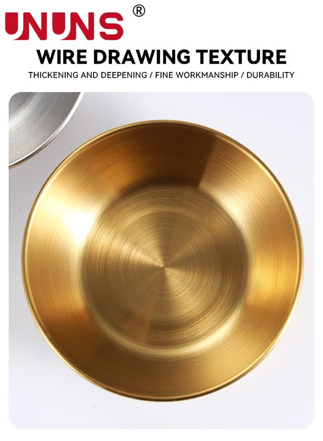 UNUNS 8-Piece Sauce Dish Set,3.1 Inch Stainless Steel Mini Individual Saucers Bowl,Round Seasoning Dishes Sushi Dipping Bowl Appetizer Plates,Golden - Image 2