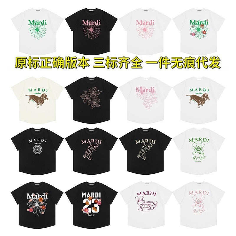 In-Stock Korean Trendy Brand Mardi Short-Sleeve Women''s 25 Summer New Daisy Print Round Neck Pure Cotton Top T-Shirt Wholesale - Image 2