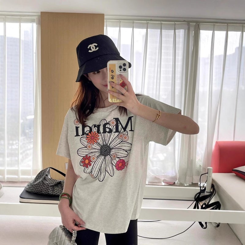 In-Stock Korean Trendy Brand Mardi Short-Sleeve Women''s 25 Summer New Daisy Print Round Neck Pure Cotton Top T-Shirt Wholesale - Image 3