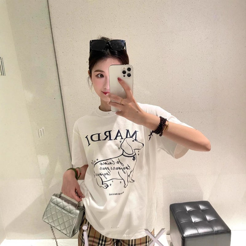 In-Stock Korean Trendy Brand Mardi Short-Sleeve Women''s 25 Summer New Daisy Print Round Neck Pure Cotton Top T-Shirt Wholesale - Image 5