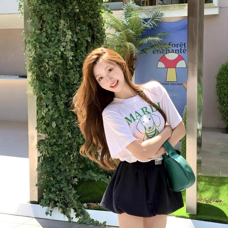 In-Stock Korean Trendy Brand Mardi Short-Sleeve Women''s 25 Summer New Daisy Print Round Neck Pure Cotton Top T-Shirt Wholesale - Image 4