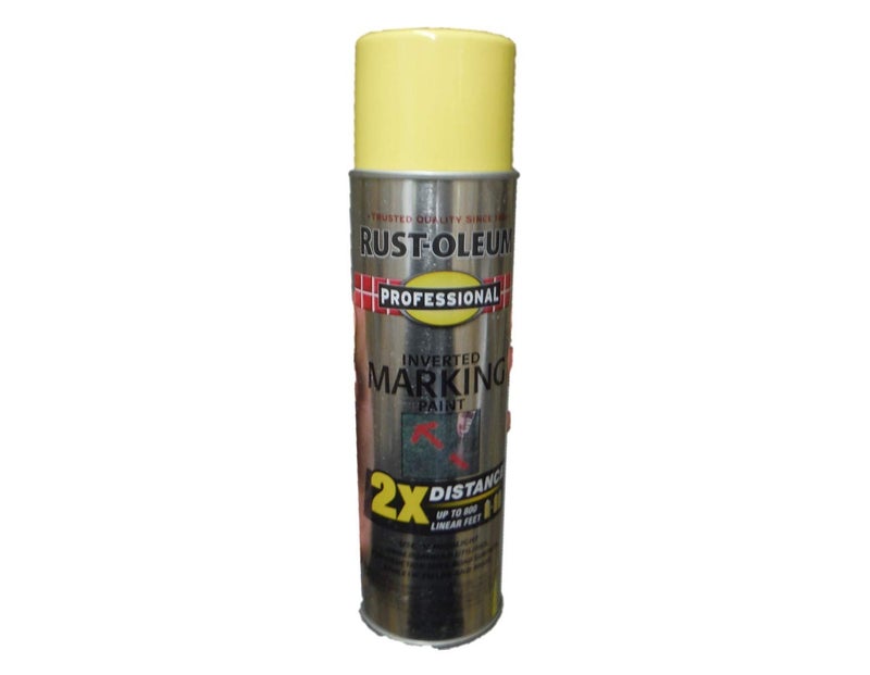 Rust-Oleum 266577 Professional 2X Distance Inverted Marking Spray Paint, 15 oz, High Visibility Yellow