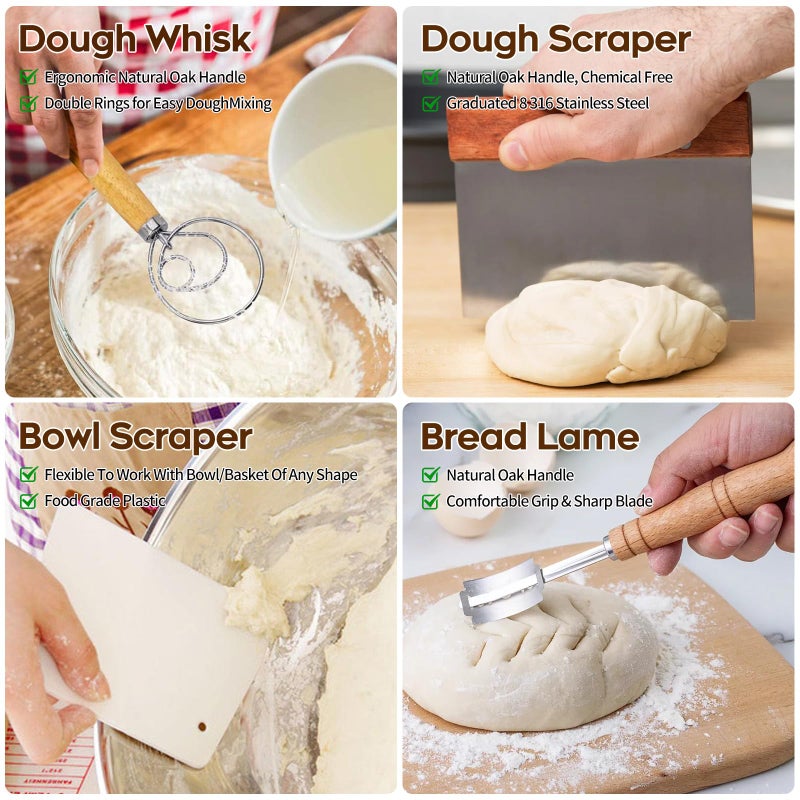 Dimpola Banneton Proofing Basket for Sourdough Bread, Handmade & Natural Rattan - Round Dough Rising Basket for Baking - Perfect for Artisan Breads (Round of 2 Gift Set) - Image 4