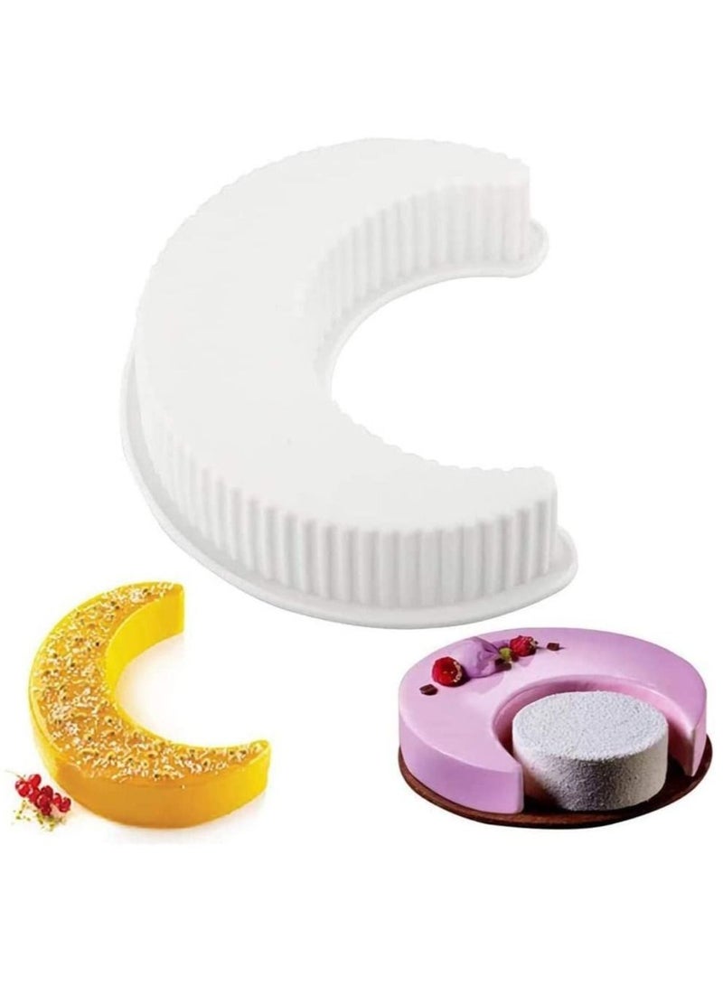 3D Moon-Shape Cake Mold, Silicone Cake Mould, Ramadan Crescent Moon Silicone Mold, Large Cake/Bread/Pizza Baking Mold - Image 3