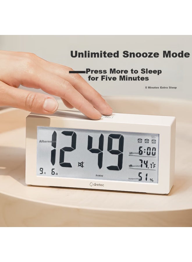 Dretec Student Alarm Clock With Loud Volume, Temperature And Humidity Display, Electronic Desktop Alarm For Middle School Students, Voice-activated Time Telling, Home Use Alarm Clock For Elderly, Digital Watch Sold By Jd - Image 4