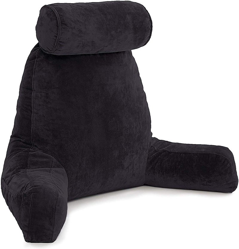 PUM PUM PUM PUM Back Rest Reading PillowCushion with Hand Support and Detachable BolsterBlack - Image 1