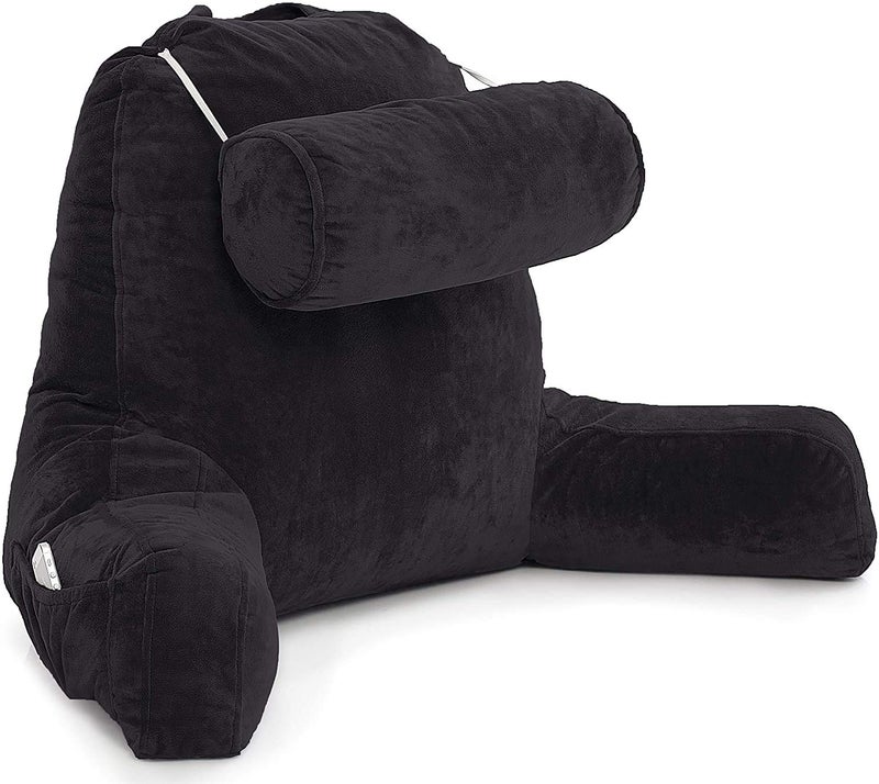 PUM PUM PUM PUM Back Rest Reading PillowCushion with Hand Support and Detachable BolsterBlack - Image 2