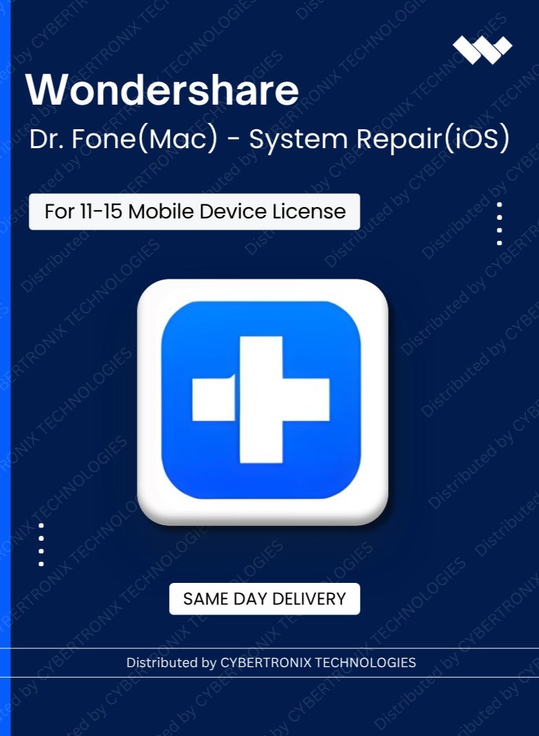 Wondershare Dr.Fone (Mac) - System Repair (iOS) | 11-15 Mobile Device | Digital License | Same Day Delivery