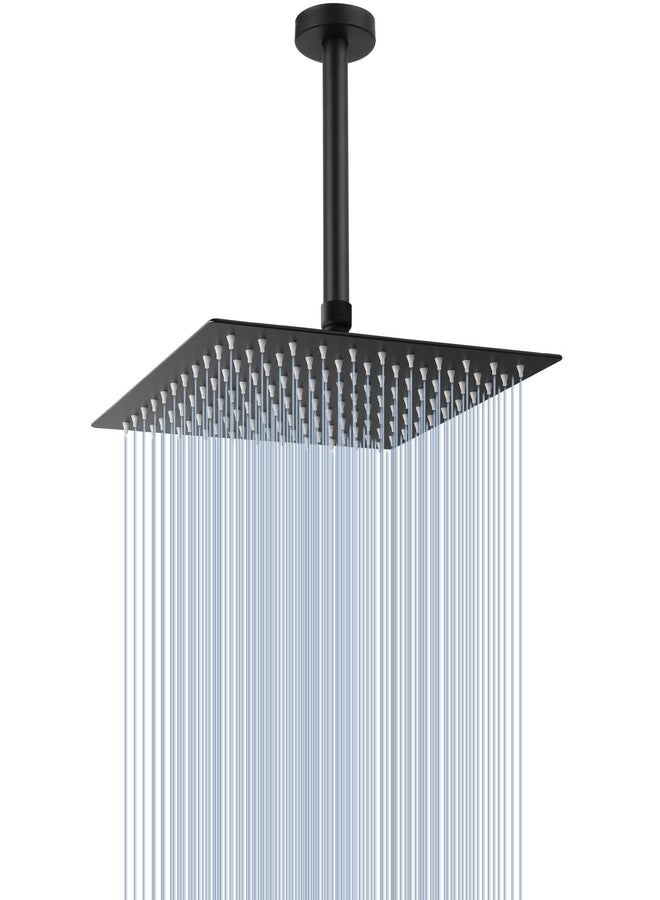 Voolan رأس دش مطري فولان مع ذراع وقاعدة، دش مطري بتدفق عالي مصنوع من الفولاذ المقاوم للصدأ بالكامل، تغطية كاملة للجسم (10 بوصة، أسود غير لامع) - Image 1