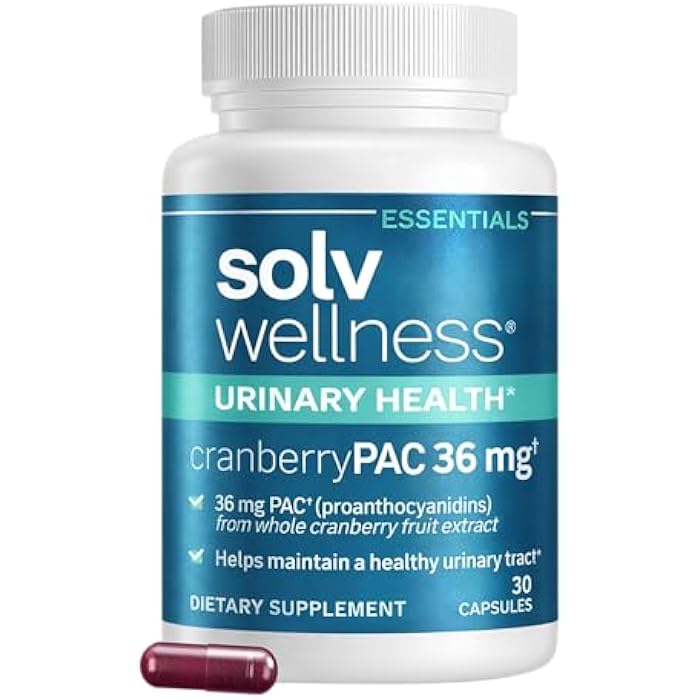Solv Wellness Urinary Health 36 mg Cranberry PAC – Whole Cranberry Fruit Extract, Daily Urinary Tract Health Support, 30 Capsules - Image 1
