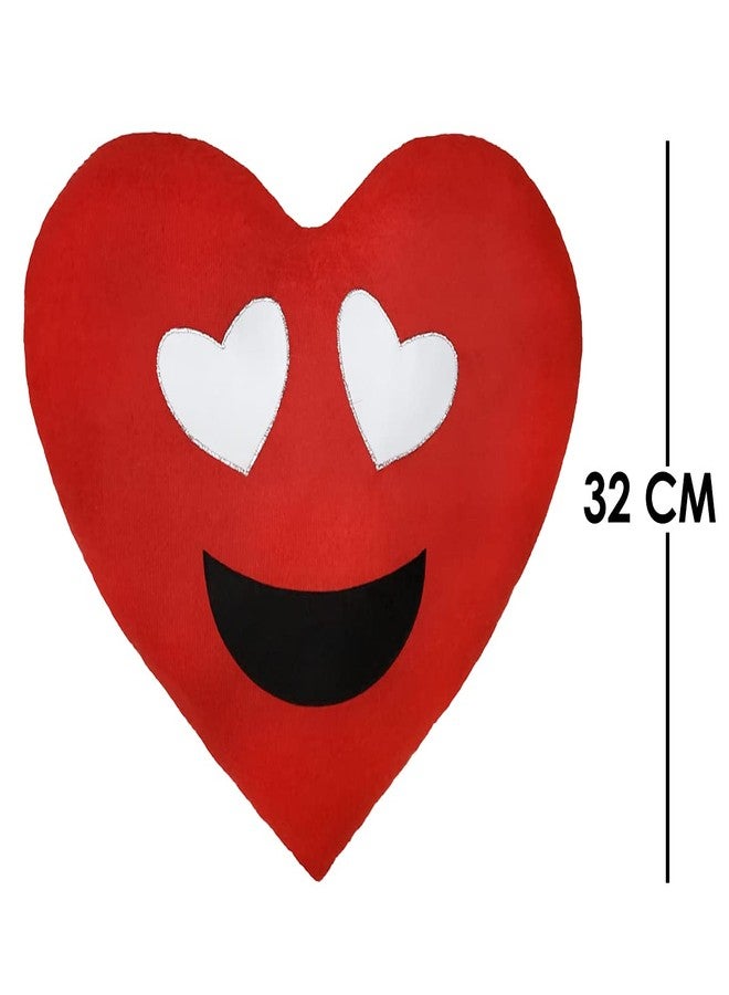 PICKKART PriMaryHome Cute Plush Red Smiley Heart Face Pillow Gift for Husband/ Wife/ Boyfriend/ Girlfriend/ Friends/ Love One - Soft Heart Shaped Polyester Decorative Throw Giving Pillow (Red) - Image 3