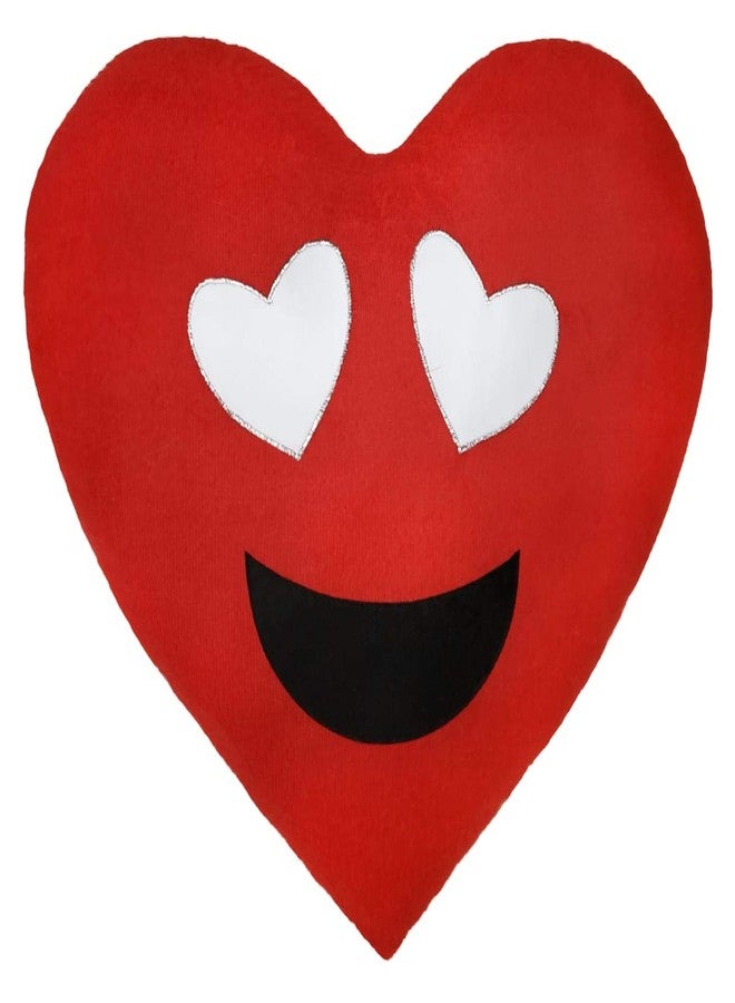 PICKKART PriMaryHome Cute Plush Red Smiley Heart Face Pillow Gift for Husband/ Wife/ Boyfriend/ Girlfriend/ Friends/ Love One - Soft Heart Shaped Polyester Decorative Throw Giving Pillow (Red) - Image 1