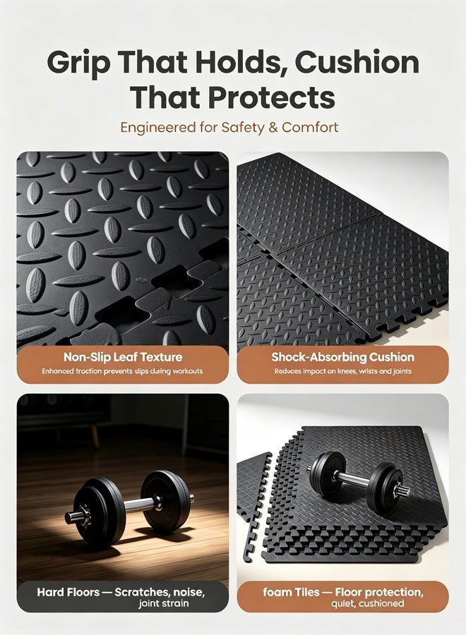 HQ-GAMING Yoga Mat Exercise Mat- Gym Interlocking EVA Foam Floor Mat Tiles 30 x 30 x 1.2cm | Protective Flooring Workout Exercise Mat Puzzle Cushion with Borders For Kids Playing (Black) - Image 5