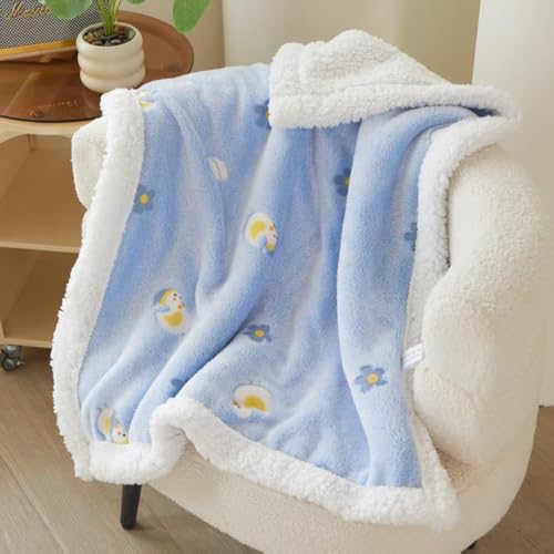 Butterthief Cozy Super Soft Warm Double Layered Sherpa Swaddle Blanket for Newborn Babies All Seasons Wrapper Sheet for Infant Baby Boys & Girls (70x100 cm, 0-2 Years) (Blue) - Image 1