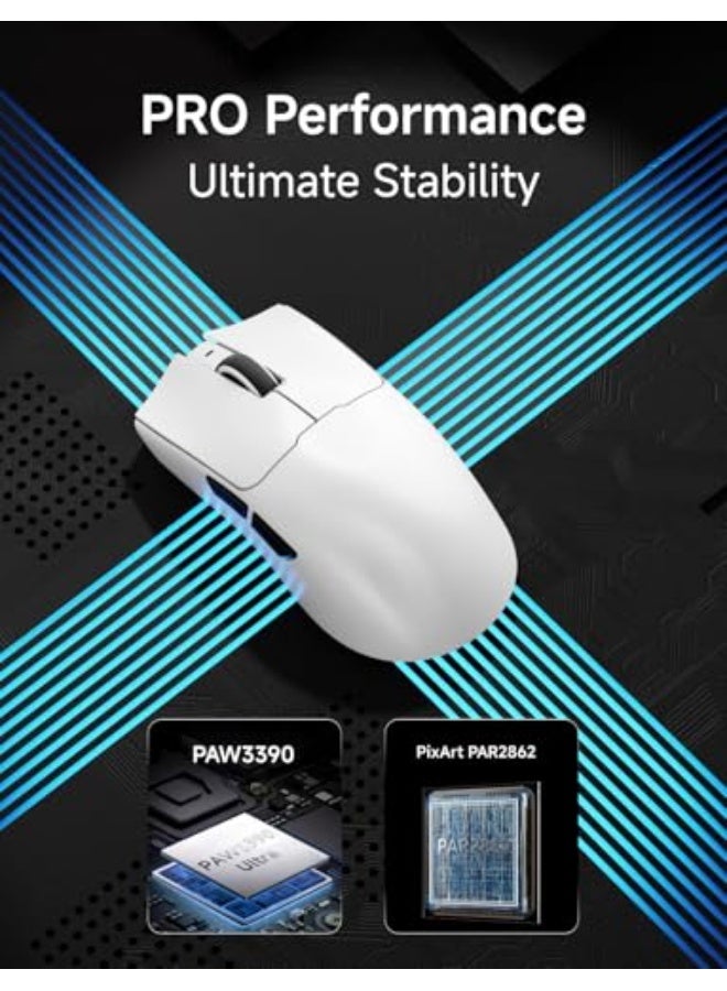 Eweadn S9 Pro Wireless Gaming Mouse, 59G Ergonomic Computer Mouse, Triple Modes, 8K Polling, 26K DPI, PAW3395 Optical Sensor, Kailh Switch, 250h Battery Life, Programmable for PC/Win/Mac(White) - Image 4
