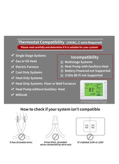 SYOSI Smart Thermostat, Compatible with Alexa and Google Assistant, 7 Day Programmable WiFi Thermostat for Single Stage 1 Heat/ 1 Cool HVAC, APP & Voice Control, 24VAC Power, C-Wire Required, White  - Image 4
