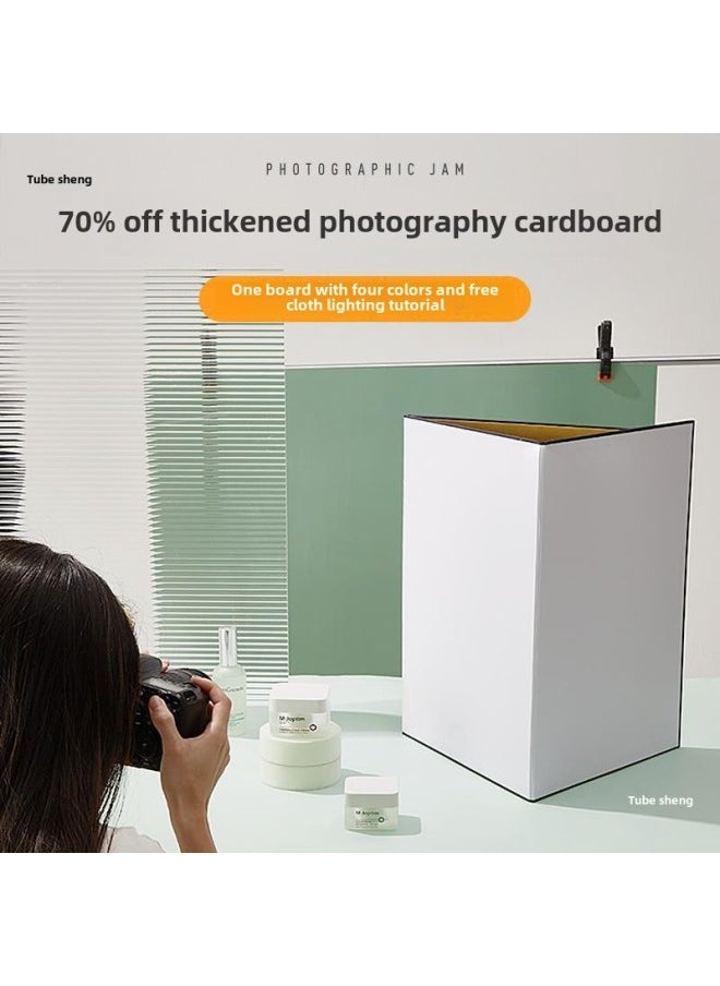 Generic Photographic Reflector Foldable Photographic Light-filling Board Carthboard Portable Soft Light Prop Shading Mini Small Light-filling-Body Color:A3 Two-fold Black And White Silver*2  - Image 3