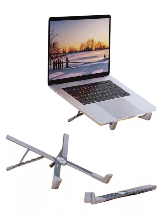 17.3 inches Portable Aluminum Alloy Laptop Stand Foldable Non-slip Heat Dissipation Design 5 Levels Height Adjustment Suitable for Most Laptops and Tablets - Image 1