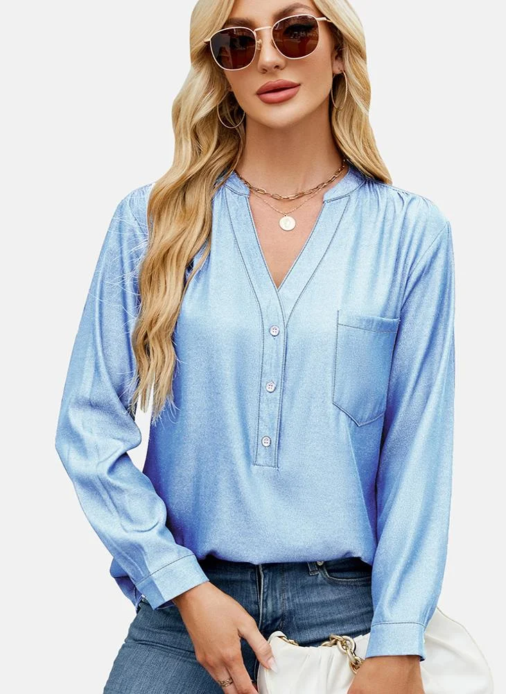 يونيكي Blue Plain Regular Fit Shirt