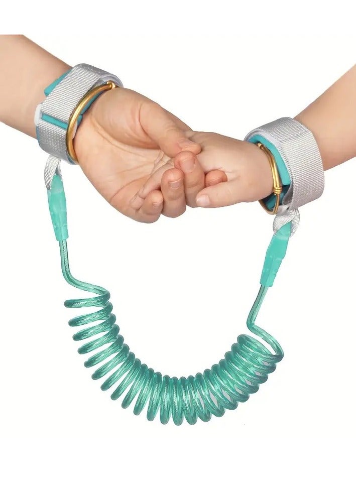 أطفال صغيرة حبل جر حزام مضاد للضياع، سوار أمان مضاد للضياع للأطفال، سوار حبل زنبركي للأطفال باللون الأخضر