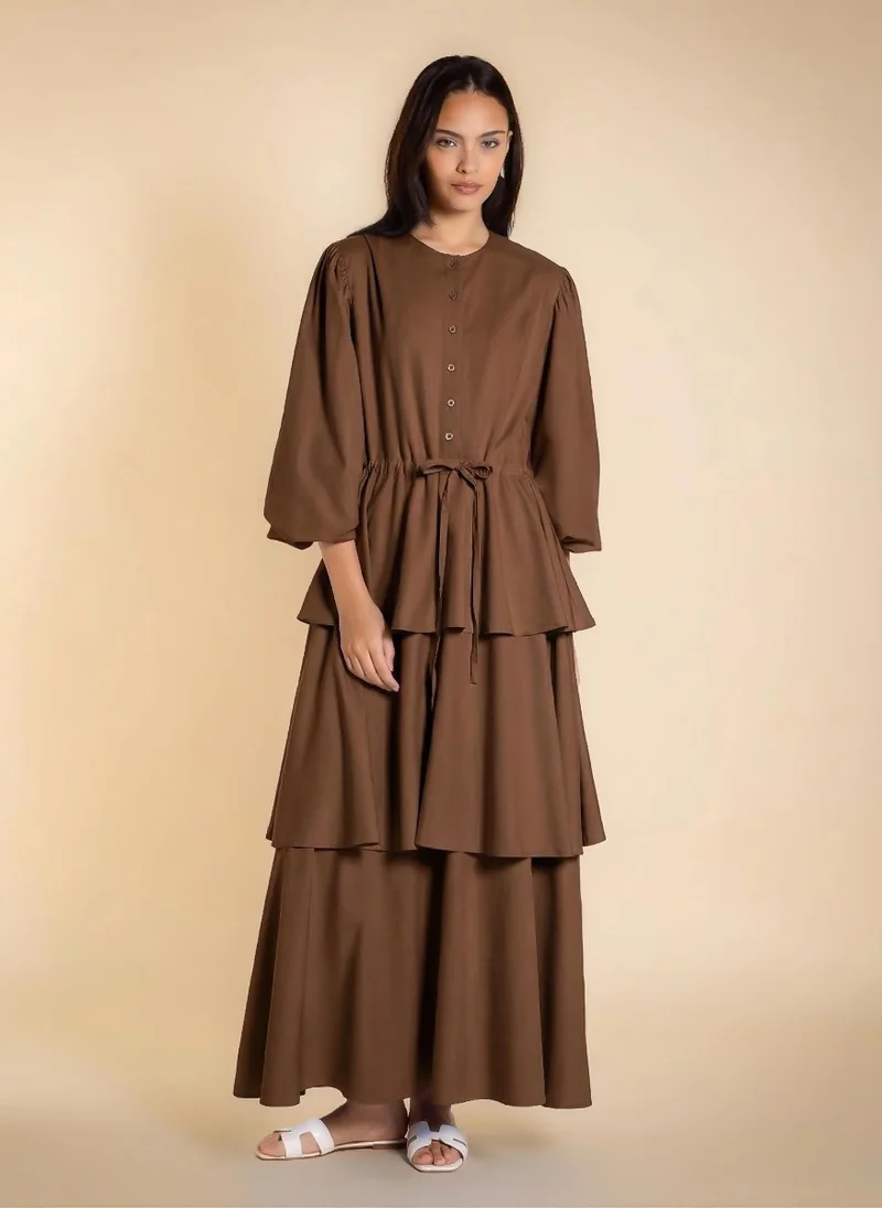 شايبس MAXI DETAILED RUFFLE DRESS