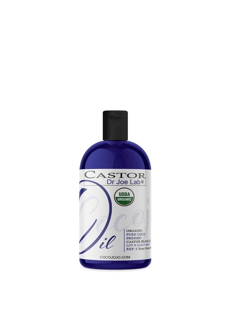 Dr Joe Lab - Dr Joe Lab Castor Oil Organic Cold Pressed Organic Castor Oil Unrefined Pure USDA Certified Hexane Free Non GMO  Natural Moisturizing Hydrating Hair Skin Face Body Nails  8 Oz - Image 1