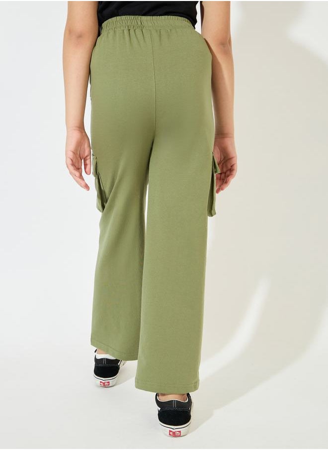 Styli - Straight Leg Cargo Pants with Elasticated Waist - Image 1