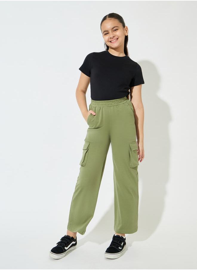 Styli - Straight Leg Cargo Pants with Elasticated Waist - Image 1