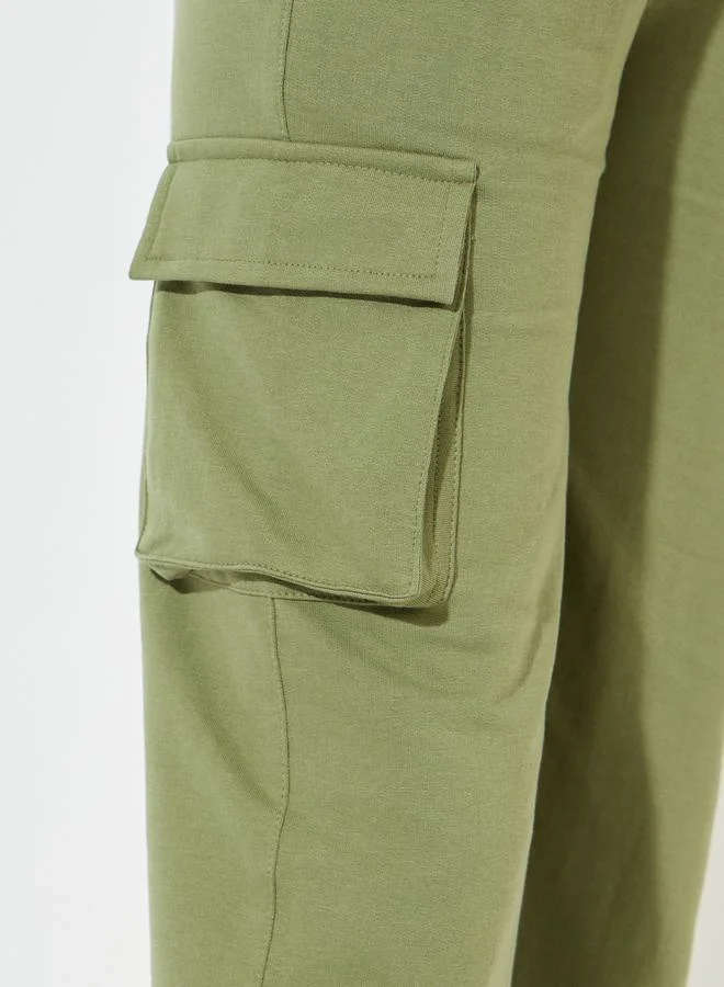 Styli Straight Leg Cargo Pants with Elasticated Waist