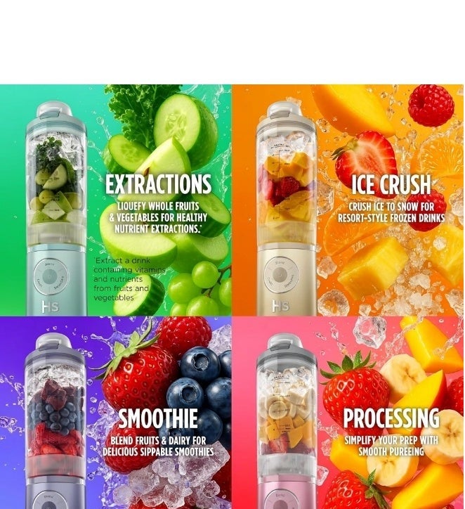 HS Blast Max, Portable & Personal Blender/Juicer + Twist & Go, Smoothie, Blend, Ice Crush, 3 Programs, Cordless, 22 oz removable Vessel, Dishwasher Safe, Leakproof, Grey, BC251GY - Image 4