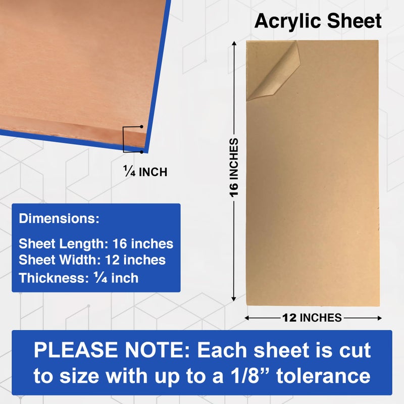 Duco Plastics & Supply Duco USA-Made Clear Cast Acrylic Sheet 1/4 Inch Thick 12" x 16" - 1 Pack of Transparent Plexiglass Sheet - Lightweight Acrylic Board for Window Replacements, Displays, Signs, and More - Image 2