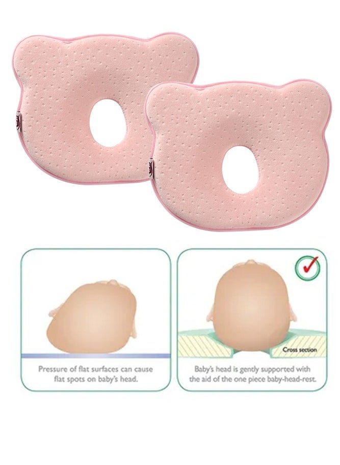 Generic - Preventing Flat Head Nursing Pillow for Baby Memory Foam Portable Comfortable and Stereotyped Shape Sleeping Pillow for Newborn Baby Pink - Image 1