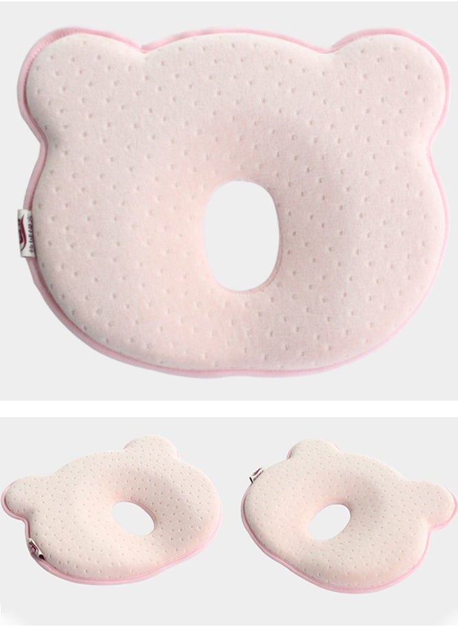 Generic - Preventing Flat Head Nursing Pillow for Baby Memory Foam Portable Comfortable and Stereotyped Shape Sleeping Pillow for Newborn Baby Pink - Image 1