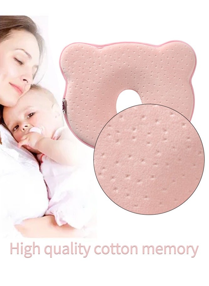 Generic - Preventing Flat Head Nursing Pillow for Baby Memory Foam Portable Comfortable and Stereotyped Shape Sleeping Pillow for Newborn Baby Pink - Image 1