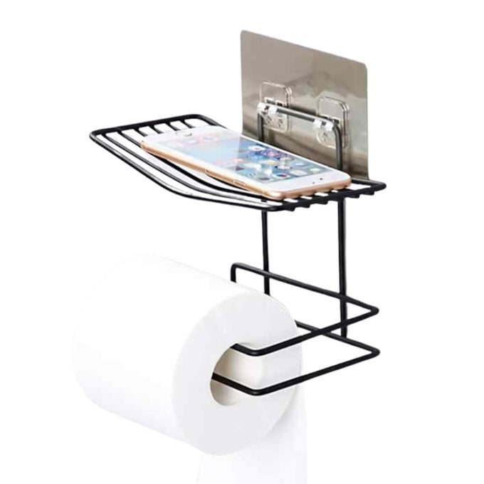 MAGIC STICKER SELFADHESIVE WALLMOUNTED TOILET PAPER HOLDER WITH MOBILE STAND FOR BATHROOM