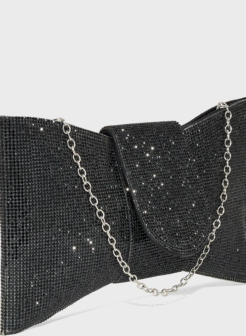 جينجر Diamante Bow Clutch Bag