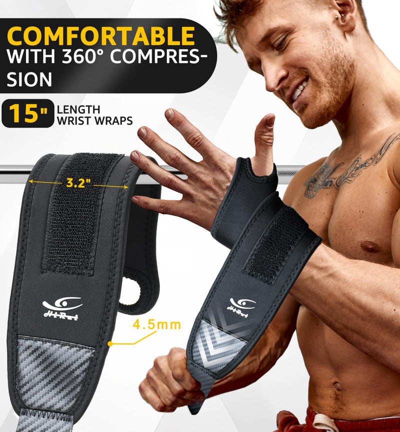 HiRui Wrist Brace 2 Pack - Pain Relief for Arthritis, Tendonitis, Carpal Tunnel | Durable Wrist Wraps Support for Weightlifting Powerlifting Bodybuilding CrossFit Tennis | One Size Adjustable (Black) - Image 2