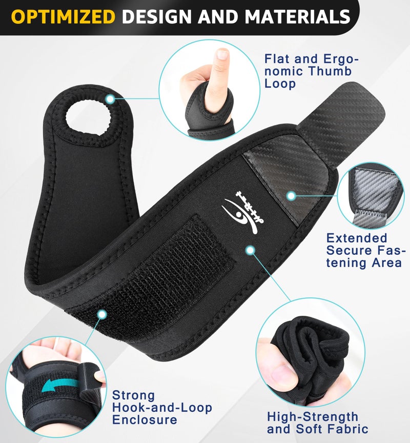 HiRui Wrist Brace 2 Pack - Pain Relief for Arthritis, Tendonitis, Carpal Tunnel | Durable Wrist Wraps Support for Weightlifting Powerlifting Bodybuilding CrossFit Tennis | One Size Adjustable (Black) - Image 5