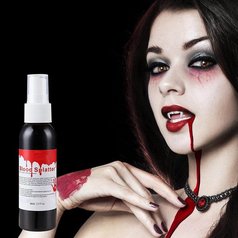كلاراكو بخاخ مكياج الدم المزيف - 60 مل (2.0 أونصة سائلة) دم مزيف للملابس قطرات دم للعين - دم سائل للهالوين للملابس - زي تنكري للزومبي ومصاصي الدماء والوحوش (60 مل - قطعة واحدة) - Image 2