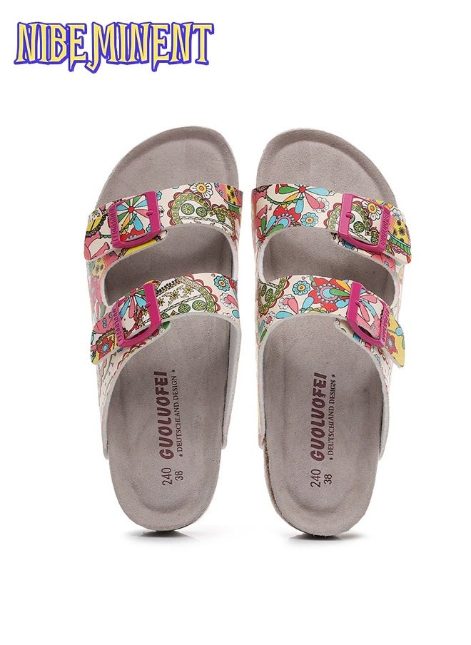 NIBEMINENT - Cork Slippers for Men and Women with Double Row Belt Buckle Sandals, Beach Shoes, Haken Shoes - Image 1
