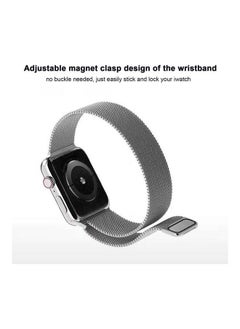 Generic Milanese Loop Band Strap Compatible With Apple Watch Stainless Steel 44MM I watch Series 5/6/7 42/44/45mm Bracelet Accessories Watchband Silver  - Image 2