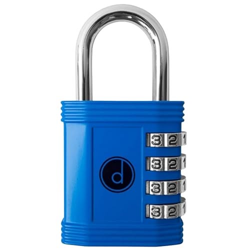 desired tools Padlock 4 Digit Combination Lock - for Gym School Locker, Outdoor Gate, Shed, Fence, and Storage, Combo Luggage Lock - Locker Lock- Weatherproof Metal - Keyless, Easy to Set, Resettable - Blue - Image 1