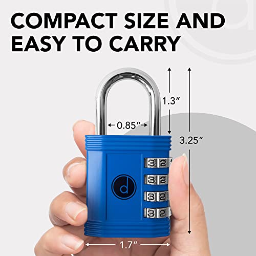desired tools Padlock 4 Digit Combination Lock - for Gym School Locker, Outdoor Gate, Shed, Fence, and Storage, Combo Luggage Lock - Locker Lock- Weatherproof Metal - Keyless, Easy to Set, Resettable - Blue - Image 5