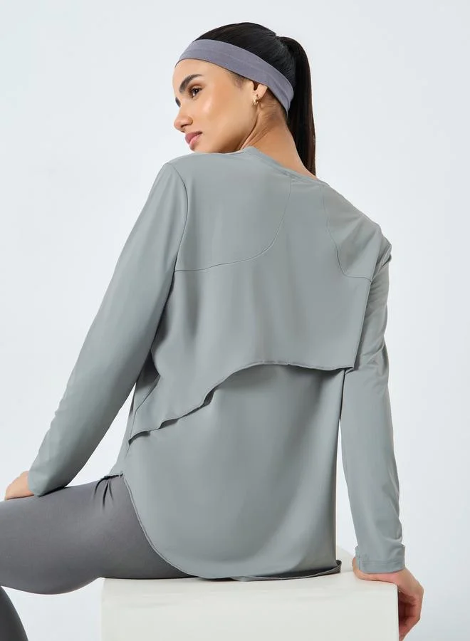 Styli Active Back Overlay Panel Curved Hem Top