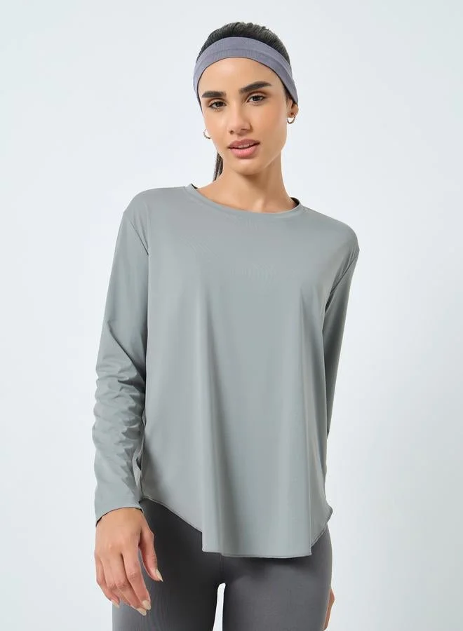 Styli Active Back Overlay Panel Curved Hem Top