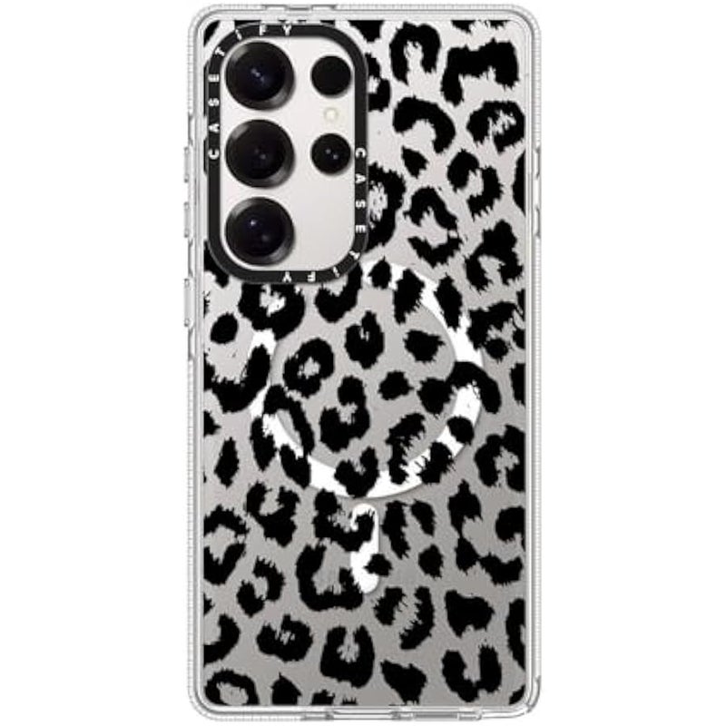 Casetify Magnetic Clear Galaxy S25 Ultra Case 【Compatible with Magsafe】 - Black Transparent Leopard Print - Image 1