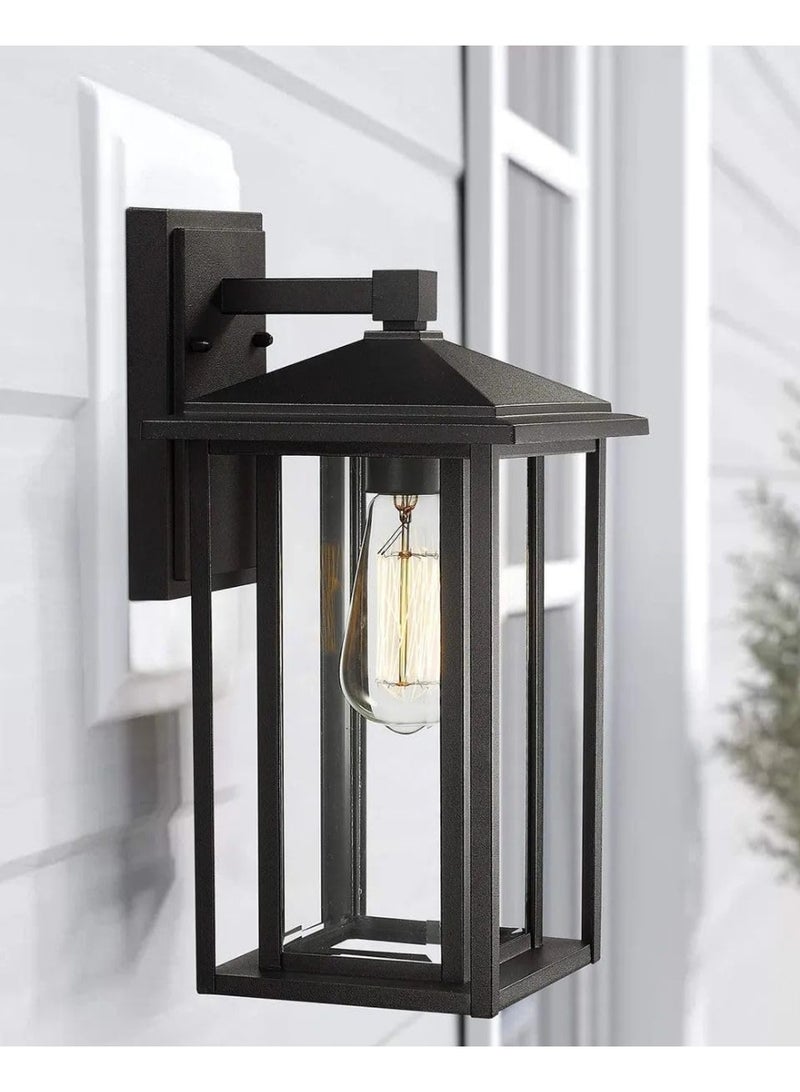 AFN Outdoor Wall Lantern Light Fixture with Clear Glass Panels, Weather Resistant Exterior Sconce, Modern Farmhouse Porch Lighting, E26 Base, Durable Metal Frame for Entryway Patio Garage - Image 1